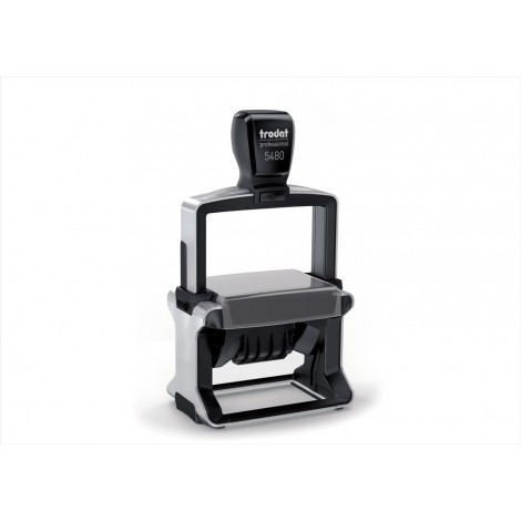 Trodat Professional 4.0 - Timbro 5480 datario autoinchiostrante, dimensioni piastra 47x68mm e altezza caratteri 4mm, struttura in acciaio - 1pz