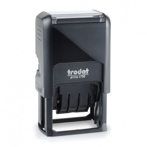 Trodat Printy - Timbro 4750 datario autoinchiostrante, dimensioni piastra 41x24mm e altezza caratteri 4mm, climaticamente neutro - 1pz