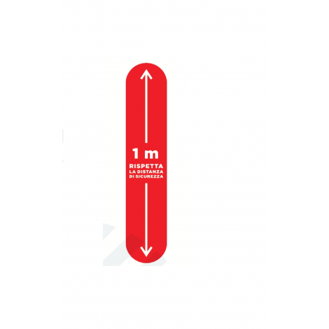 Rotolificio Pugliese Adesivo indicazione "1 metro di distanza" calpestabile, in vinile laminato e plastificato 100x20cm colore rosso - Prezzo singolo, ord. minimo 10pz