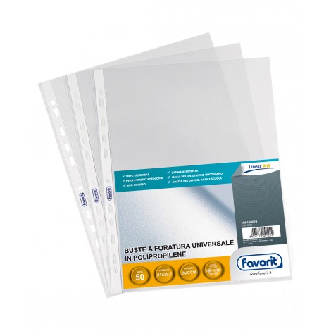 Favorit Buste in PPL forate, finitura a buccia d`arancia, formato utile 21x29,7cm, confezione da 50pz
