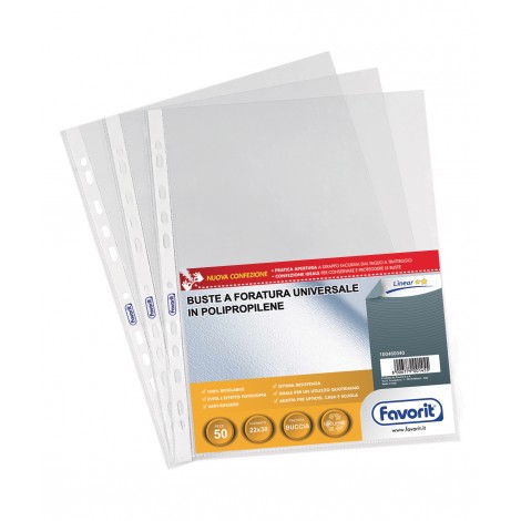 Favorit Buste in PPL forate, finitura a buccia d`arancia, formato utile 22x30cm, confezione da 50pz