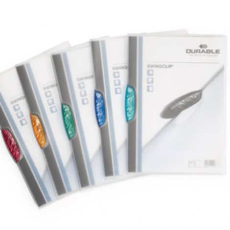 Durable Swingclip - Cartellina con chiusura a clip, in PVC, formato 22x31cm, capacita` 30 fogli - 5pz