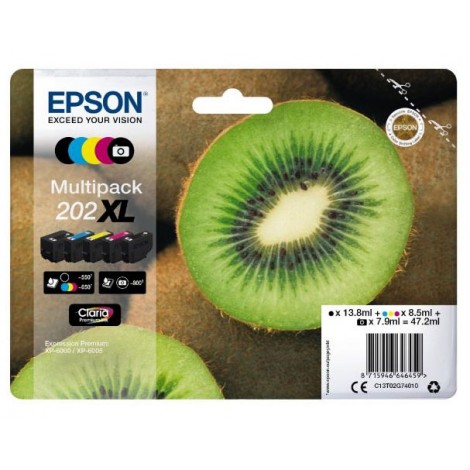 C13T02G74010 T02G7 Cartuccia inchiostro nero, ciano, magenta, giallo e nero foto per Epson EXPRESSION PREMIUM XP 6000 (1x13,8ml - 3x8,5ml - 1x7,9ml) 1Conf.
