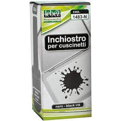 Lebez Inchiostro a base d`acqua per timbri, contenuto 30ml colore nero  - 1pz