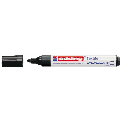 Edding 4500 – Marcatore permanente per tessuti con inchiostro pigmentato a base d`acqua tratto 2-3mm colore nero – Prezzo singolo, ord. minimo 10pz
