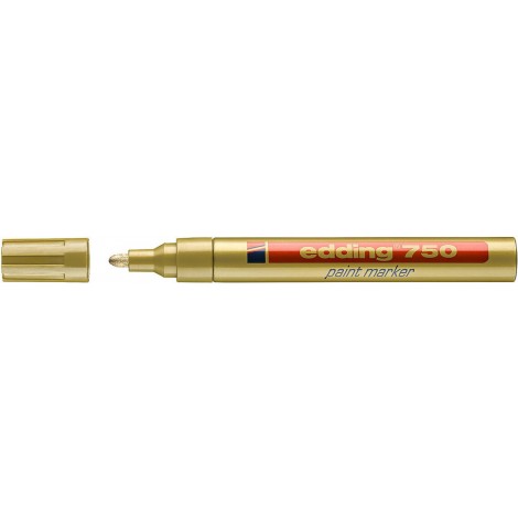 Edding 750 – Marcatore permanente a vernice, altamente coprente e resistente all`acqua tratto 2-4mm colore oro