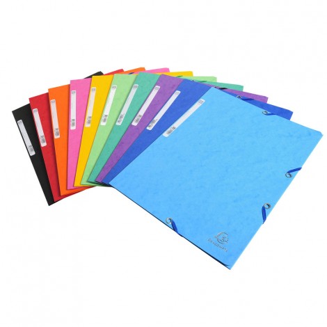 Exacompta Lustr - Cartellina a 3 lembi con elastico angolare, formato 24x32cm, cartone 400gr. Prezzo singolo, ord. minimo 50pz