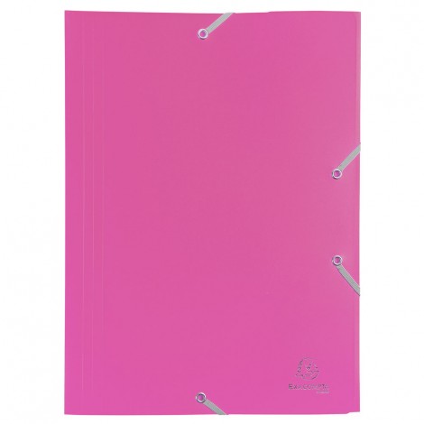 Exacompta Cartellina in PPL a 3 lembi con elastico agli angoli, formato 24x32cm, 400micron colore fucsia