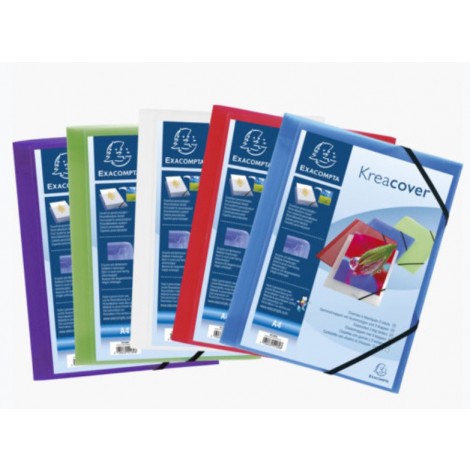 Exacompta Cartellina in PPL a 3 lembi con elastico agli angoli, formato 24x32cm, 400micron - 5pz
