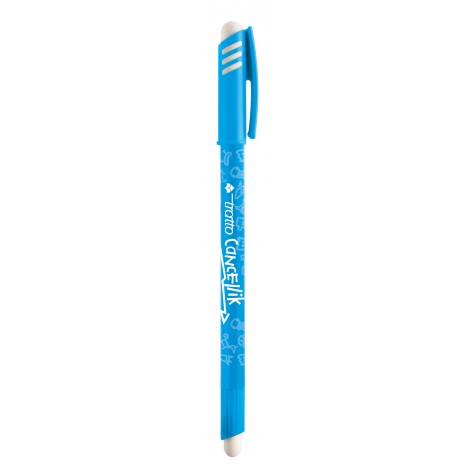 Tratto Cancellik - Penna a sfera con inchiostro cancellabile, doppia gomma tratto 1mm colore azzurro - 12pz