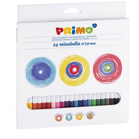 Primo Morocolor Astuccio con 24 pastelli MINABELLA tratto 3,8mm colore assortiti