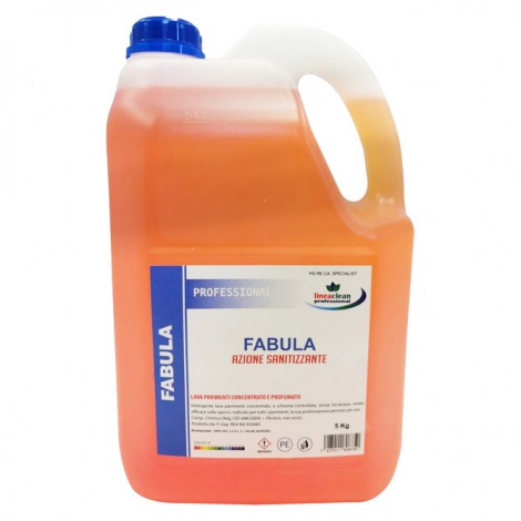 Linea Clean Professional Fabula - Detergente concentrato professionale, color pesca, profumazione fiori, senza risciacquo, sanitizza e lucida tutti i pavimenti compresi quelli cerati - HO.RE.CA 5kg