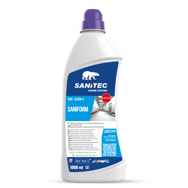 Detergente Saniform con sali d'ammonio quaternario per superfici dure flacone da 1 lt