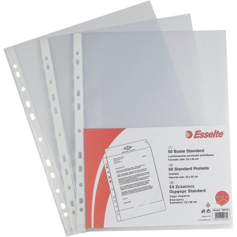 Esselte Standard Buste in PPL forate, finitura a buccia d`arancia, formato utile 22x30cm, medio spessore, confezione da 50pz
