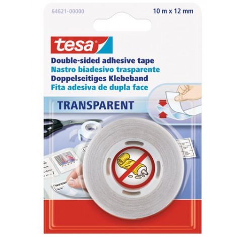 Tesa Nastro biadesivo con supporto in PP 12mm x 10m colore trasparente  - 1pz